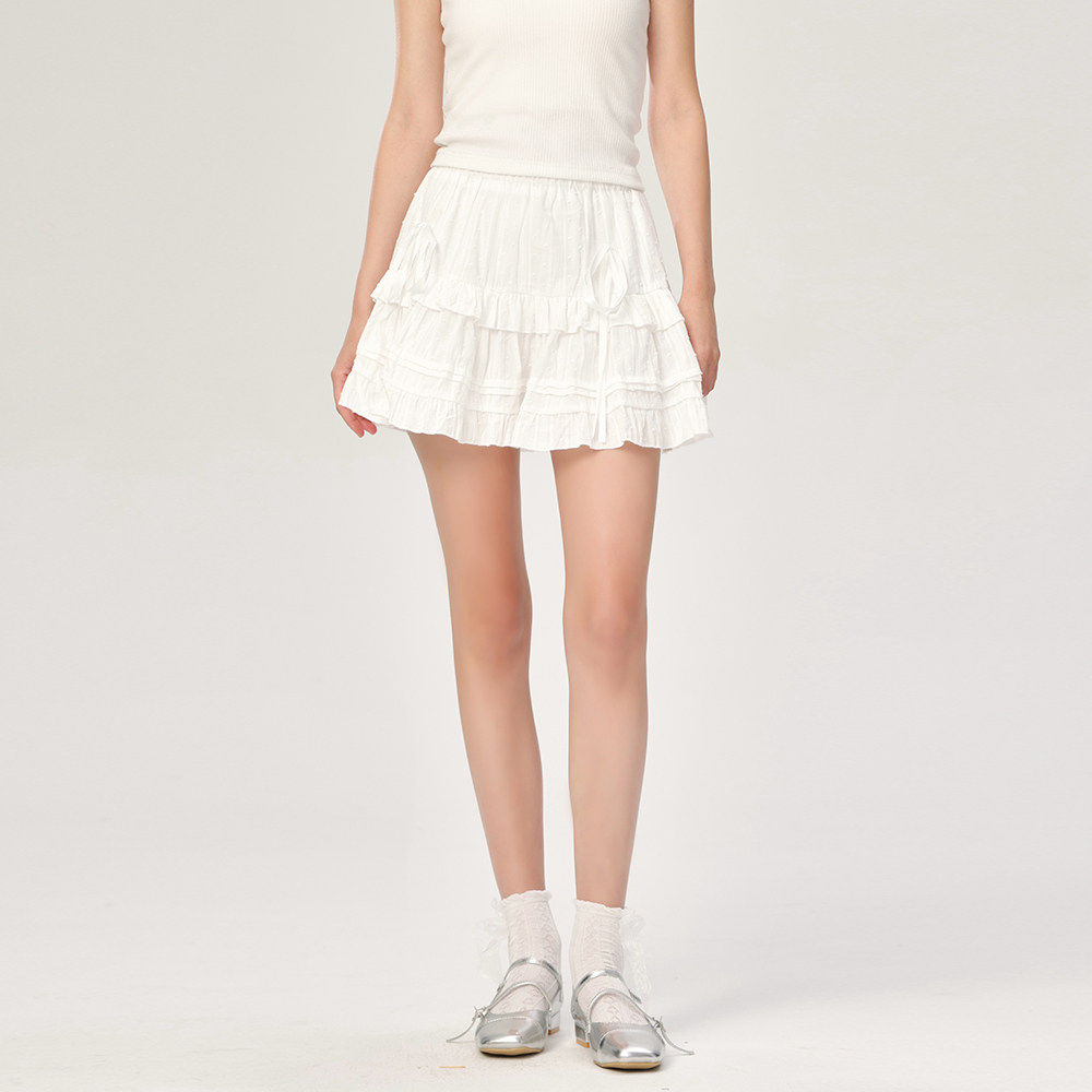 BZXO设计感小众蕾丝花边蛋糕裙女夏季新款甜美百搭A字短裙百褶裙