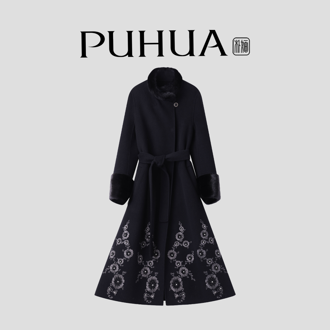 【PUHUA-朴婳】2025秋冬季新款重工水貂刺绣大衣527