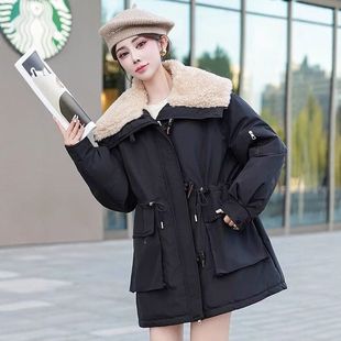 女2025冬季 克服大女装 外套新款 工装 翻领派内里加绒加厚休闲中长款