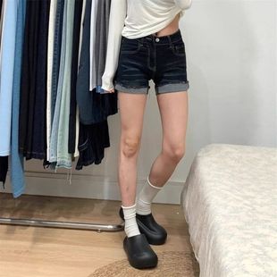 低腰新款卷边牛仔短裤设计感显瘦女2025辣妹大码热裤修身夏季美式