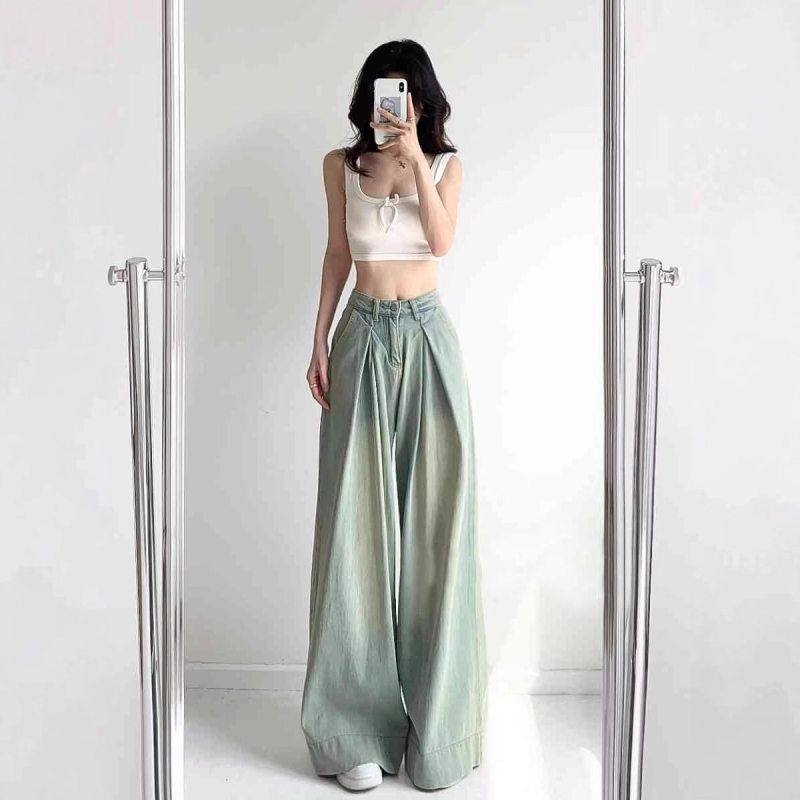 女新款阔腿牛仔裤高腰休闲女百搭裤子宽松拖地复古小众设计感夏季,女装/女士精品,牛仔裤,淘宝优惠券,粉丝福利购,淘宝优惠卷