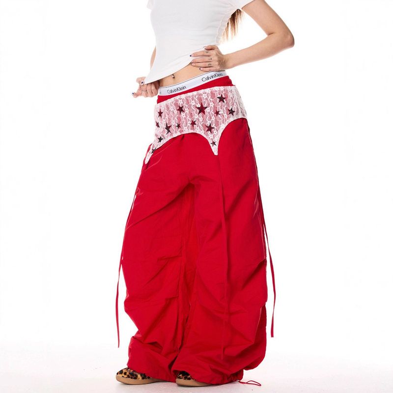 腿伞兵叠设计穿休闲裤嘻哈阔