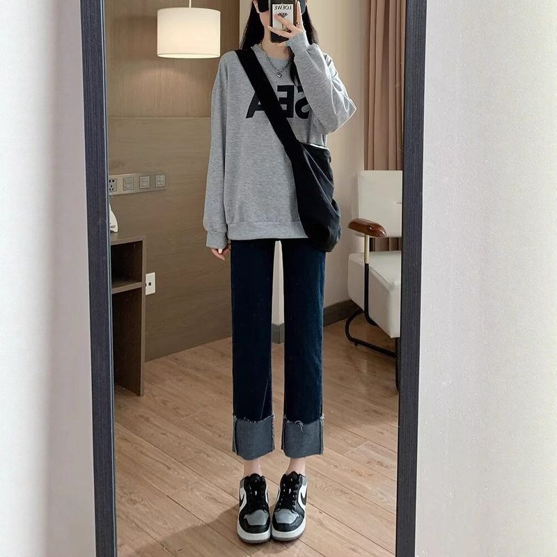 卷边显瘦裤子大码粗弹力大腿女