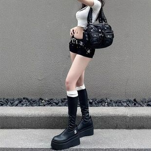 性感柳钉女夏季辣妹新款短裤美式低腰黑色外贸2025牛仔包臀超短裤