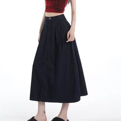 夏季裙子牛仔高腰半身裙女大摆