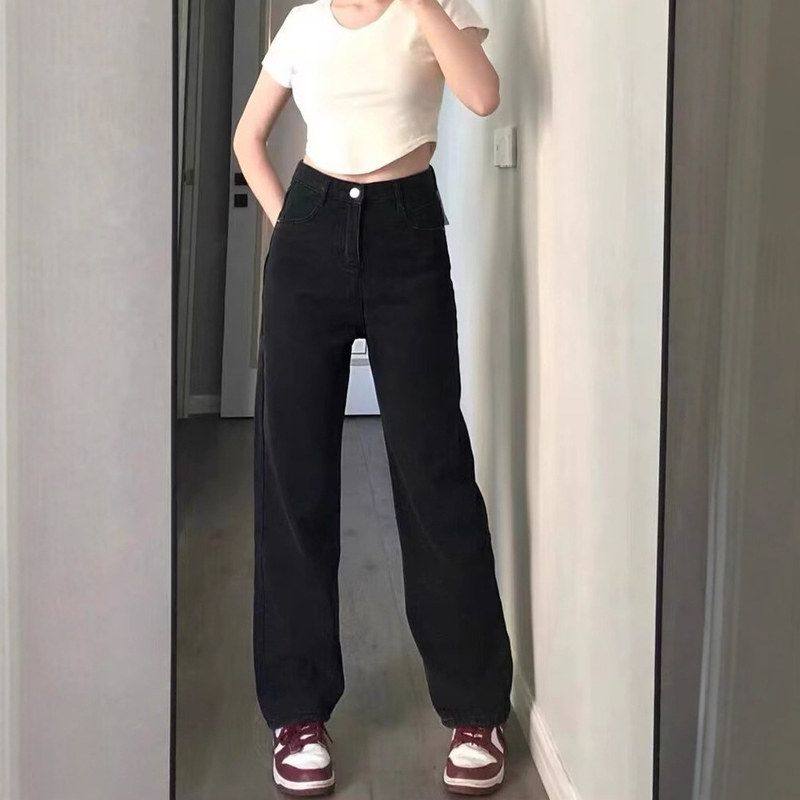 长裤高腰直筒裤加绒阔腿牛仔裤胖黑色子大码百搭显瘦mm女休闲秋冬,女装/女士精品,牛仔裤,淘宝优惠券,粉丝福利购,淘宝优惠卷