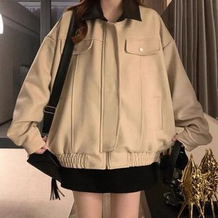 恩风休闲古巴春季情侣麂皮绒拼接上衣外贸外套夹克潮复底特律男女