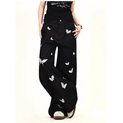 复古辣妹阔腿牛仔裤显瘦喇叭裤