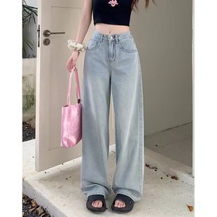 刺绣夏季设计感小众小个子高腰子甜美蝴蝶结男女牛仔裤阔腿裤直筒