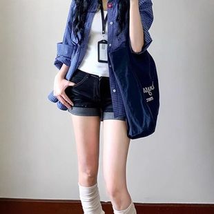 显瘦包臀胯美式女夏低腰复古卷边新款辣妹性感牛仔短裤2025热裤丰