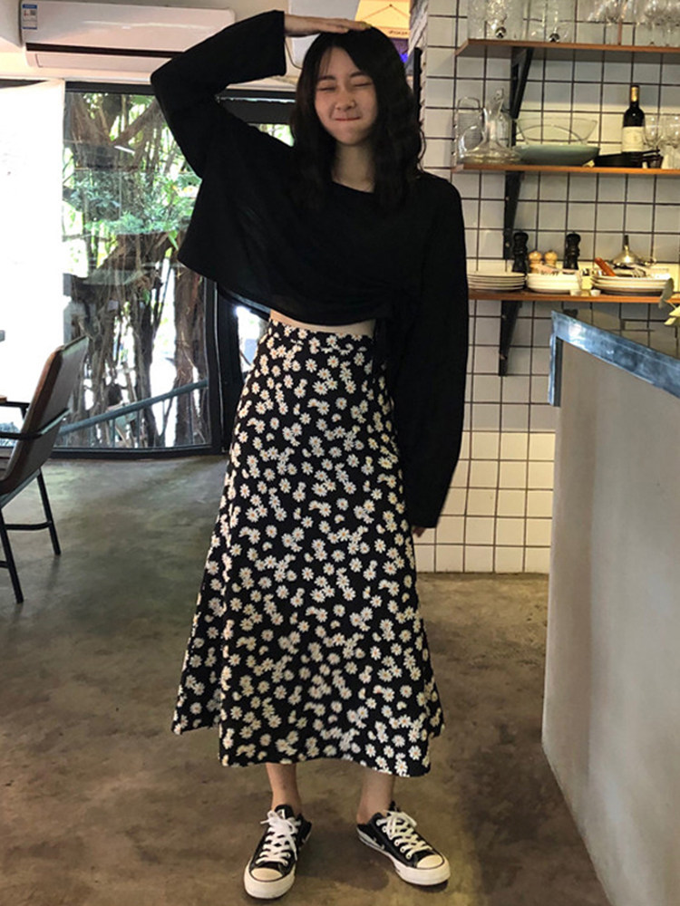 2019 Autumn Special Offer Korean Edition Paige Show thin Mid length version skirt HyunA Broken flowers skirt studentin the Women's clothing/Boutique , Skirts  category - from Buy2taobao.com to provide professional Taobao agent buy service