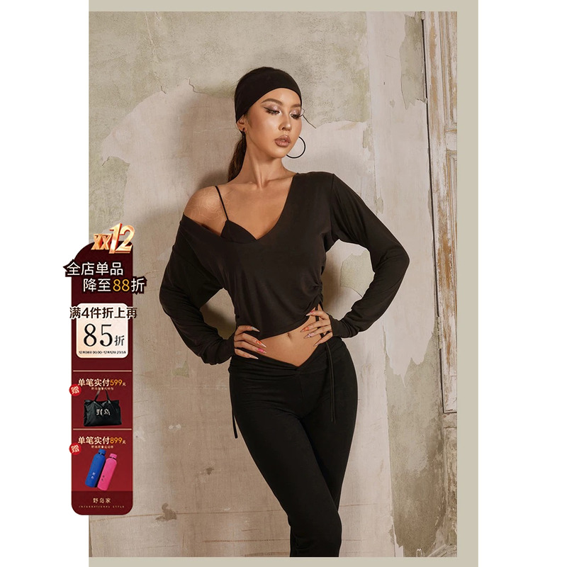 女士训练上衣拉丁舞zym复古设计