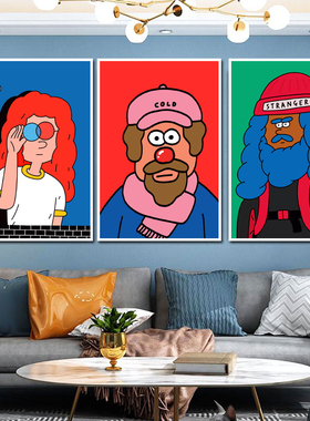 韩国插画Kim Hyeon小清新装饰画奶茶店工作室客厅卧室ins风格挂画