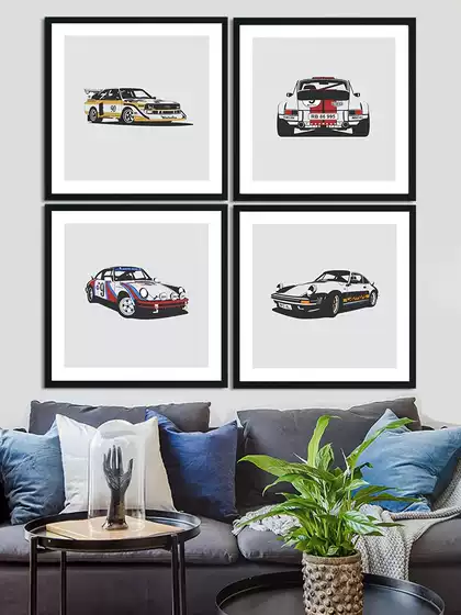 Porsche Sports Car Poster Wall Art Jdm Modified Car Car Wash Shop Trendy Children's Room Gaming Room Decorative Painting