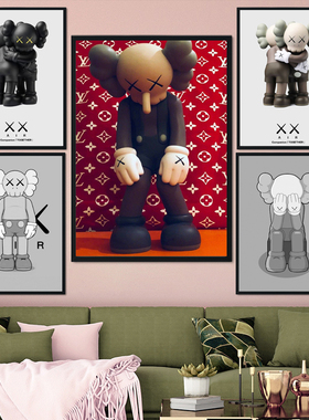 潮牌KAW卡通暴力熊s海报客厅装饰画客厅服装店挂画潮流涂鸦壁画