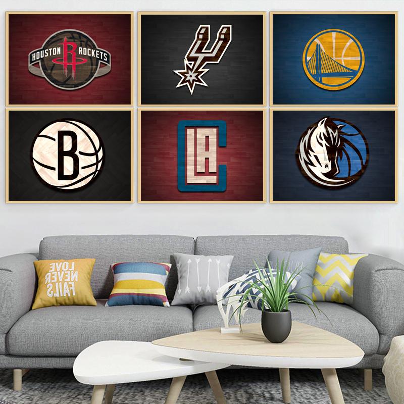 NBA球队图标队徽标志装饰画体育馆儿童房客厅酒吧电竞房KTV挂画图片