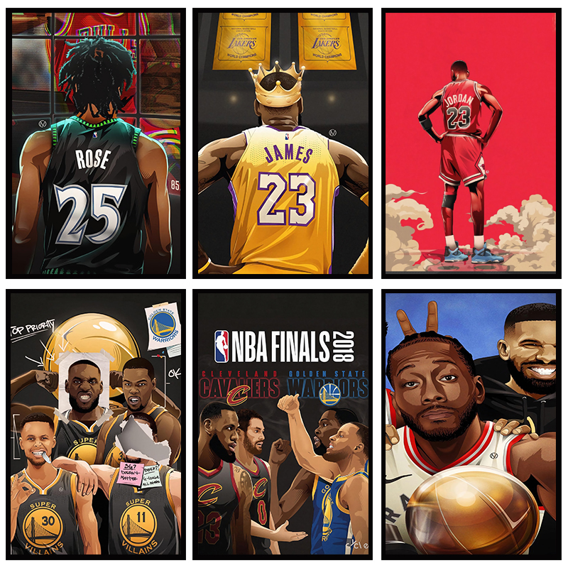 卡通科比画像黑曼巴精神nba海报装饰挂画客厅玄关走廊