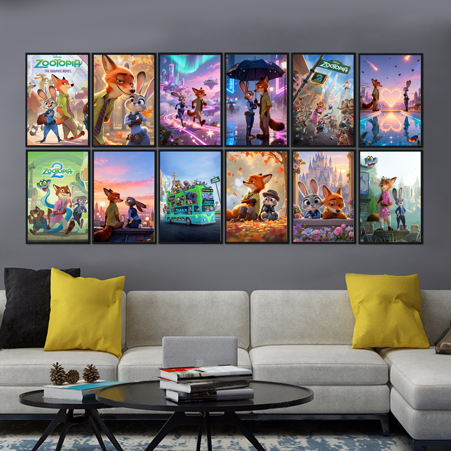 疯狂动物城2电影风挂画卡通海报朱迪尼克卧室儿童房幼儿园装饰画