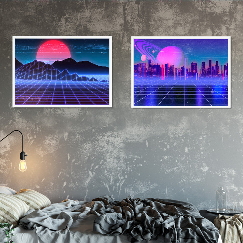 赛博朋克网咖酒吧房间装饰画