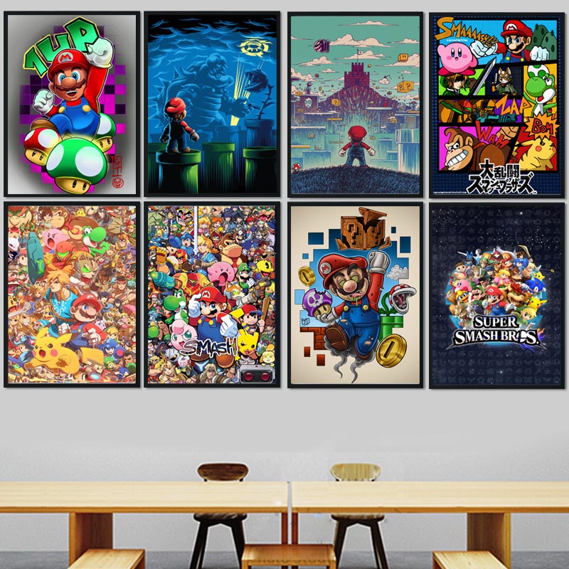 卡通超级马里奥电竞房游戏室挂画