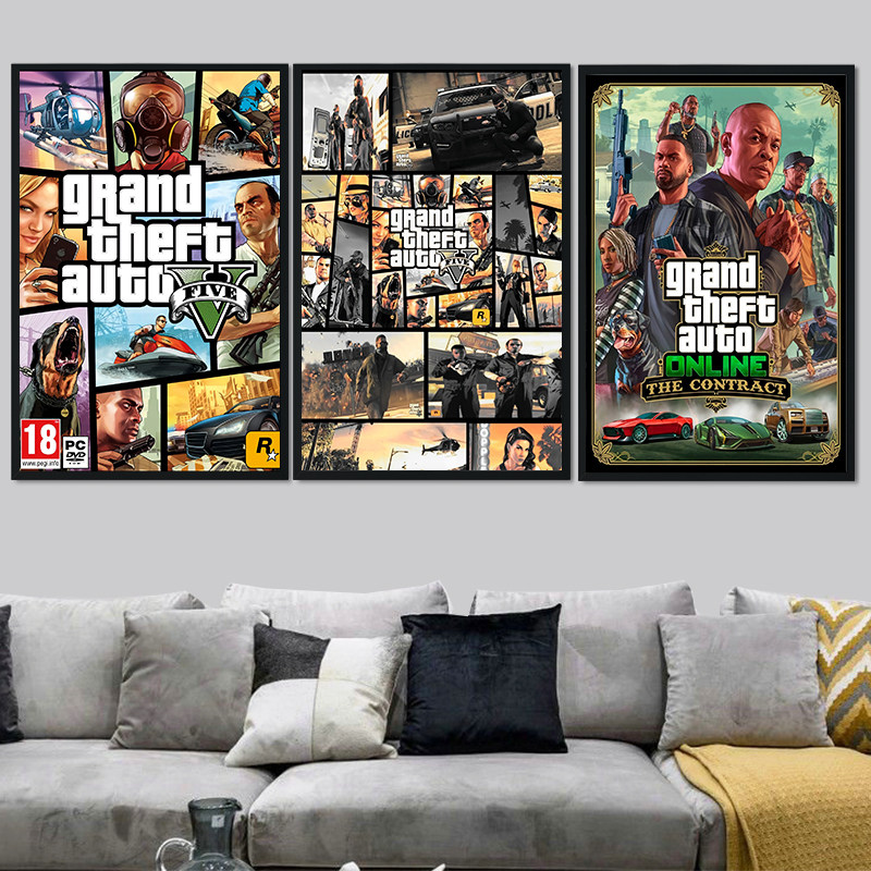 GTA侠盗飞车罪恶都市主机游戏海报挂画电竞房间网吧工作室装饰画