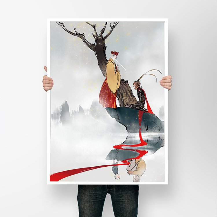 齐天大圣孙悟空卡通主题西游记挂画壁画动漫装饰画酒吧卧室酒店