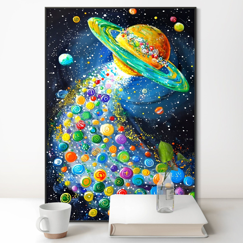 diy创意梦幻风景插画宇宙星球钻石画方钻圆钻印花自绣满绣十字绣