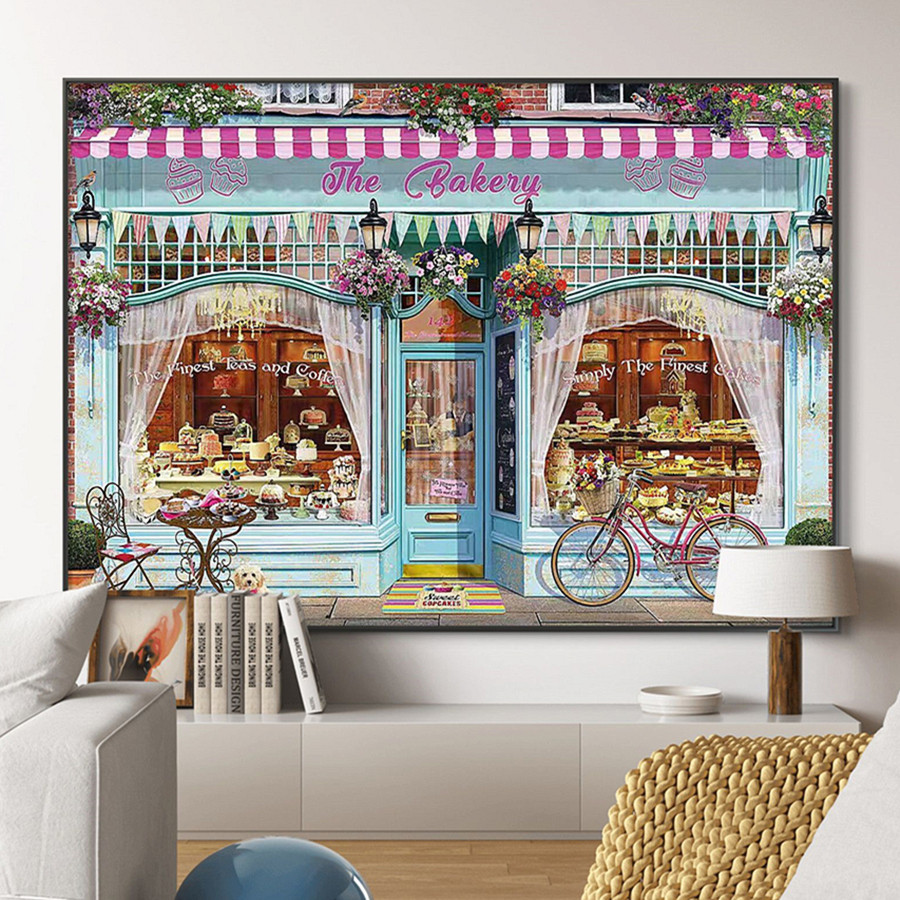 风景街道甜品店钻石画方钻十字绣