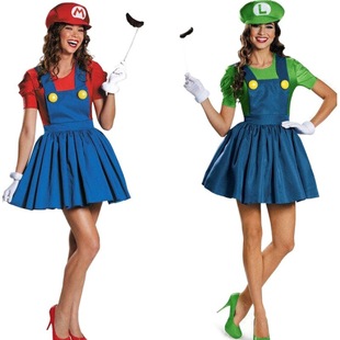 2025万圣新款 角色扮演红绿玛丽奥水管工人游戏服卡通超级玛丽服
