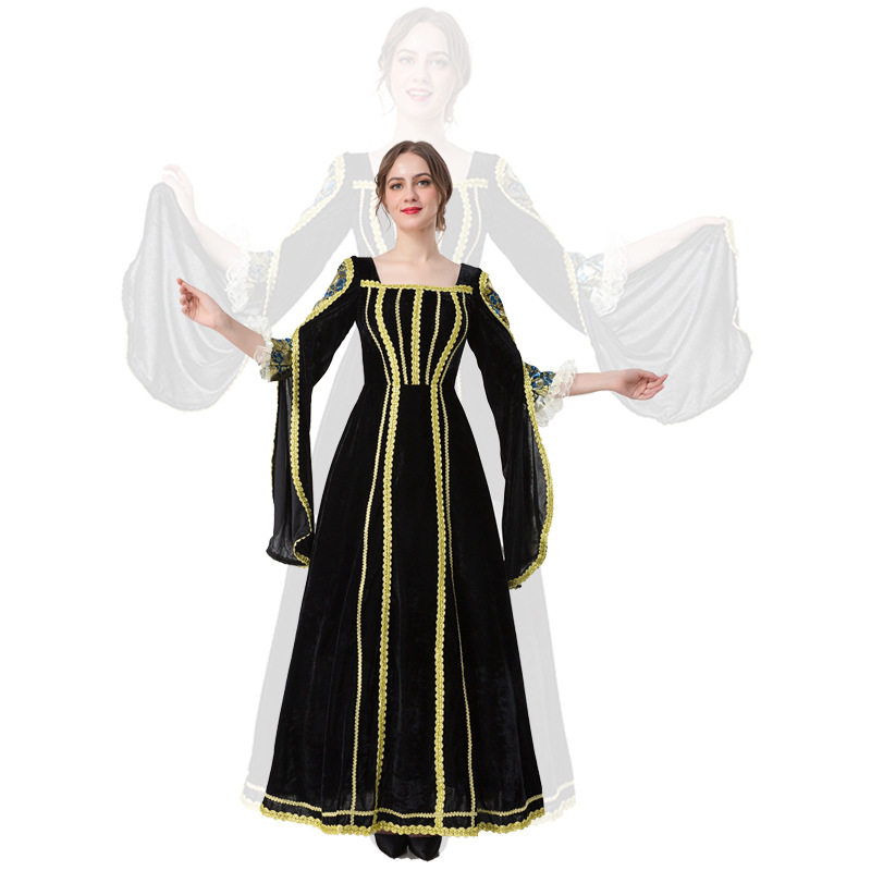万圣节派对礼服复古中世纪宫廷长裙皇后公主cosplay话剧表演出服