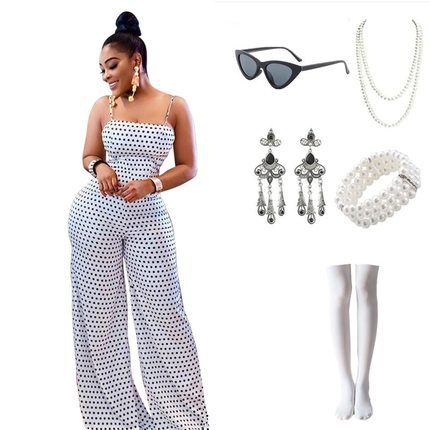 1920S印花波点上衣露背长裤盖茨比套装年会聚会舞台演出