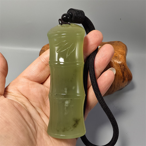 天然玉石岫玉岫岩玉手把件竹节