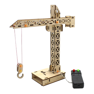 塔吊起重机diy木质拼装模型男孩手工小发明小制作工地大型吊车