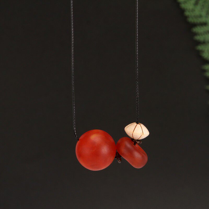 民族风复古二代蜜蜡项链女百搭简约精致毛衣链长款文艺棉麻配饰品