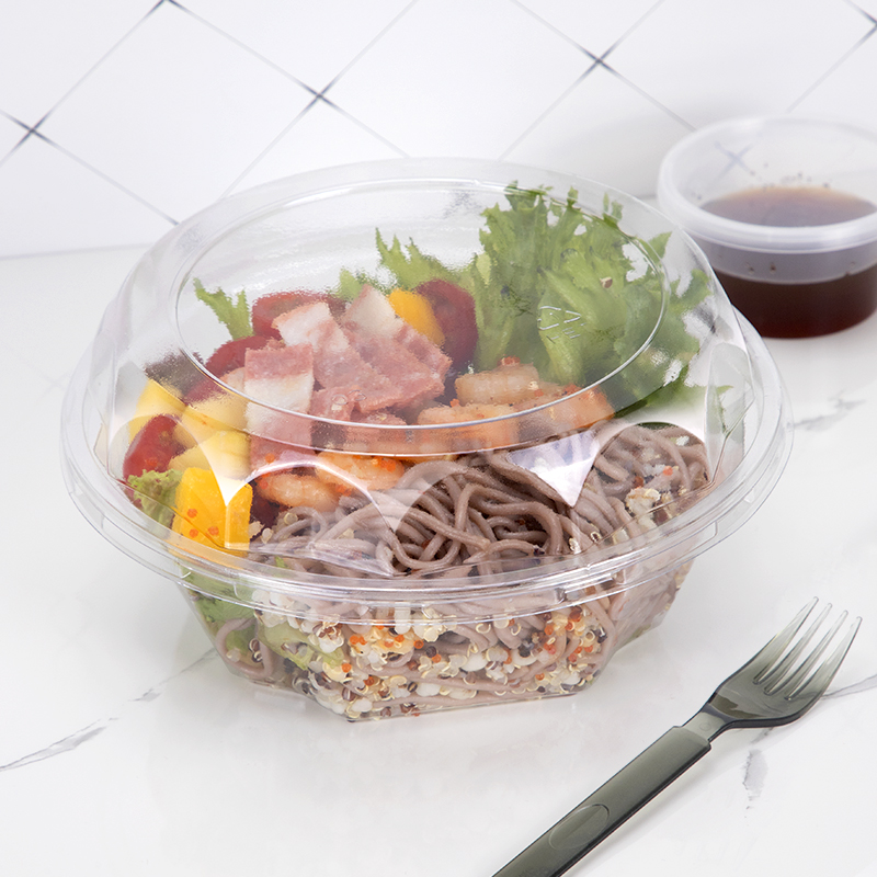 黑凤梨水果捞沙拉碗一次性餐盒带盖蔬菜沙拉盒外卖打包盒水果50个