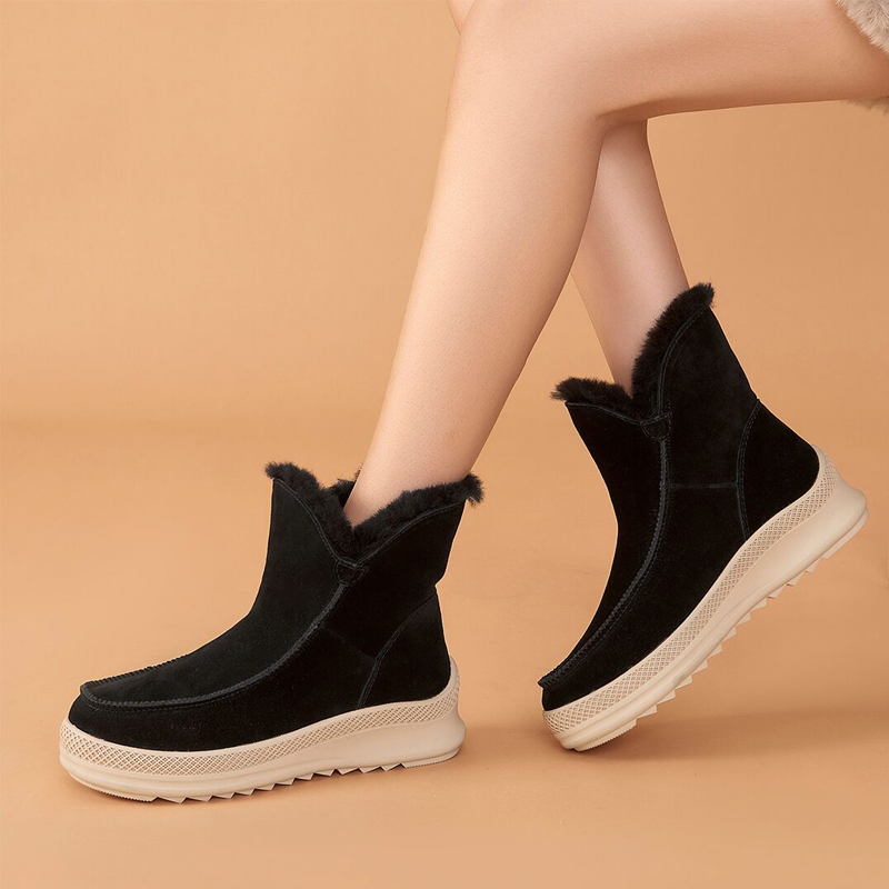 大丫丫大码女鞋保暖厚底雪地靴