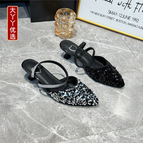 大丫丫中跟包头凉鞋大码女鞋