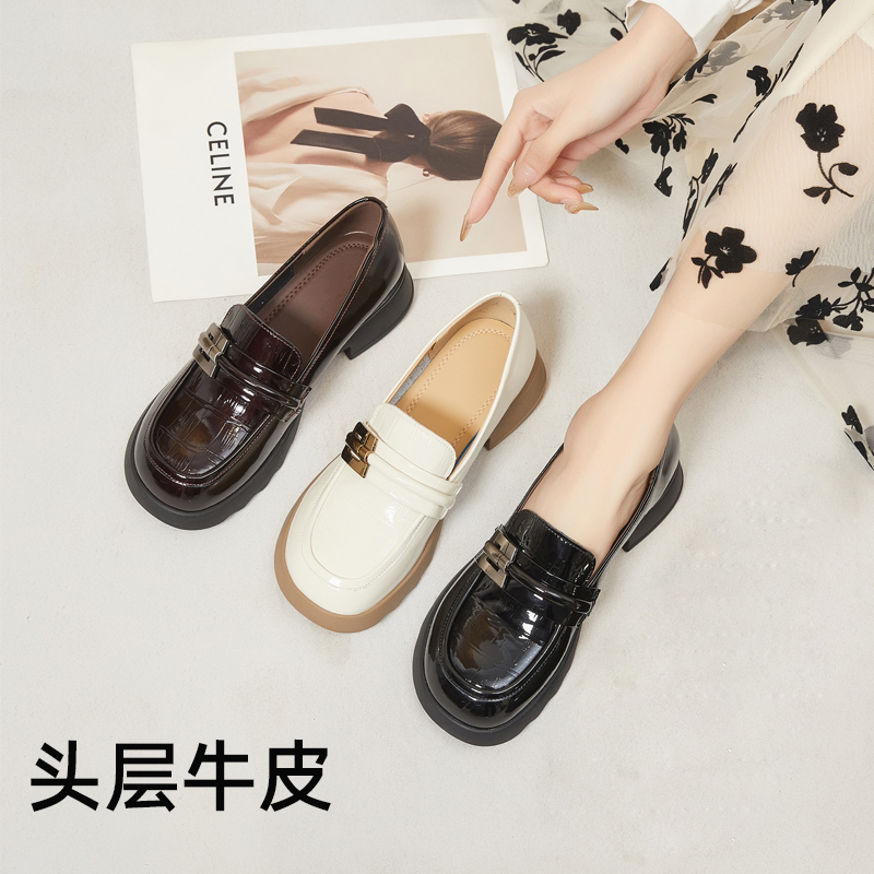 大丫丫大码女鞋时尚低跟乐福鞋