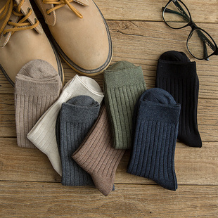 棉袜黑色 四季 男袜子纯棉中筒防臭吸汗纯色简约商务春秋冬款 韩版