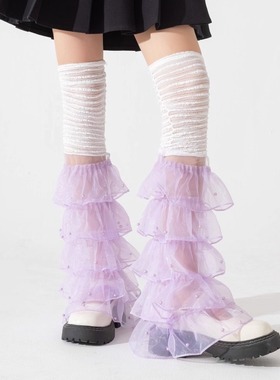 堆堆袜套y2k绿色腿套甜辣中筒袜蕾丝花边jk亚文化纯欲风少女显瘦