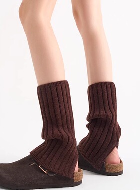 堆堆袜套女开衩竖条y2k学院风粗针JK甜美日系小腿套显瘦秋冬