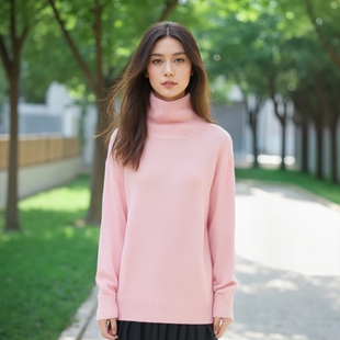 法式M家2025早春新款温柔甜美慵懒宽松百搭高领针织衫MFPPU00878