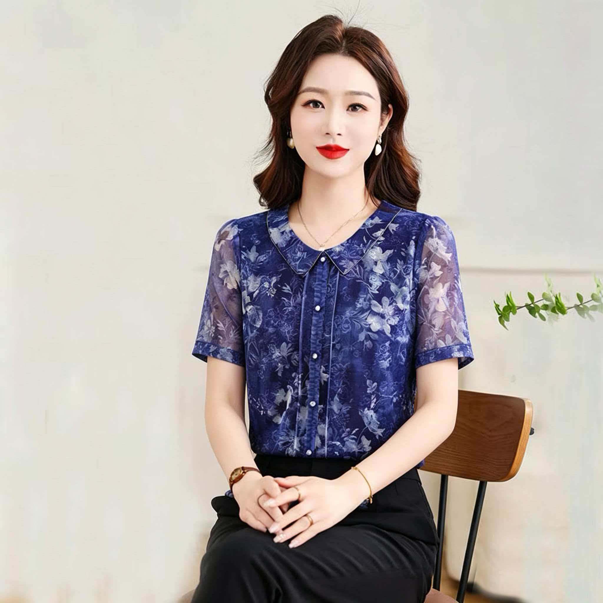 短袖T恤衫高端品牌中年女装台湾纱上衣妈妈夏装2026新款凯斯曼风