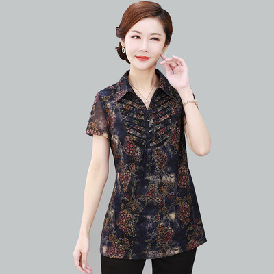 中老年女装竹语声衬衫中长款