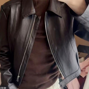 皮衣外套夹克上衣潮 显瘦女百搭翻领短款 欧洲站2025春款 欧货时尚