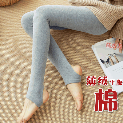 中厚灰色薄绒款脚蹬光面打底裤袜