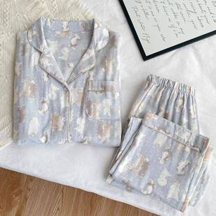 匠一棉A类竹纤维棉睡衣女短袖短裤夏双层纱长裤家居服超柔软2025