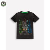 MiniBoden儿童短袖 衫 T恤 代购 26夏季 男童灰色火箭纯棉半袖 12岁