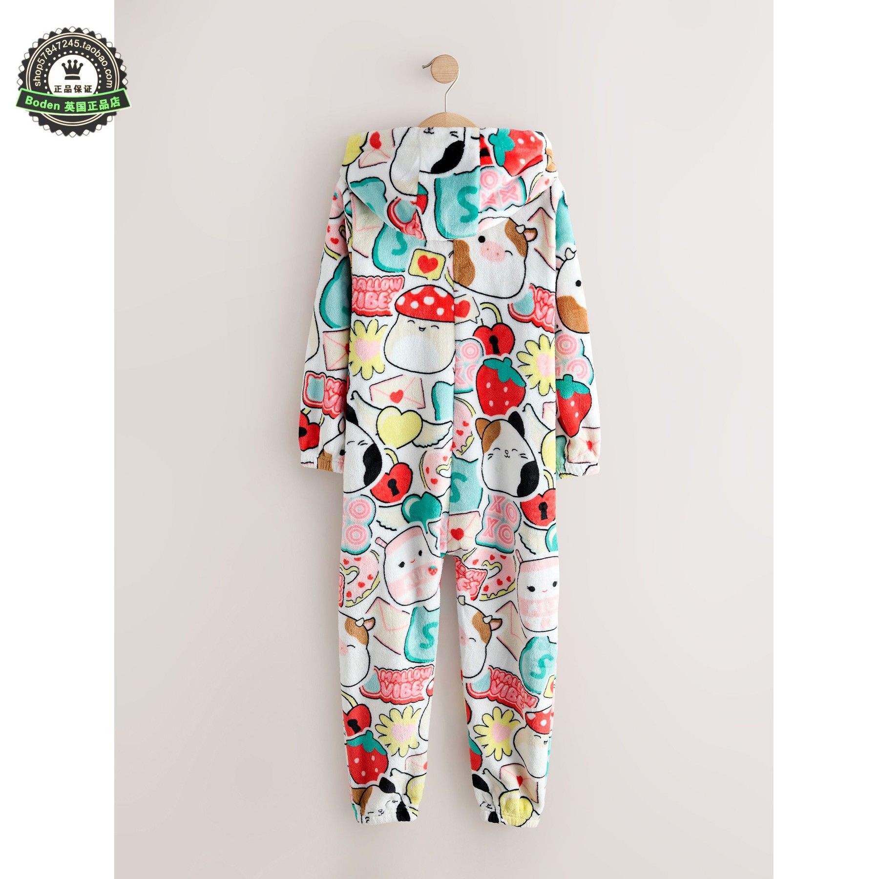 代购NEXT女童抓絨连体家居服 25秋冬米色软糖儿童连身睡衣 3-16岁