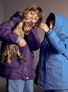 代购MiniBoden儿童4合1棉服 25冬装大女童紫色保暖加厚外套棉大衣